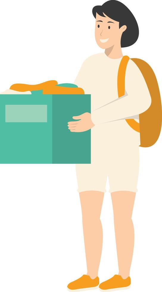 Woman Volunteers Character Isolated on White Background. vector
