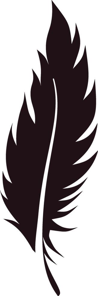 Bird Feather Silhouette with Simple Shape. vector