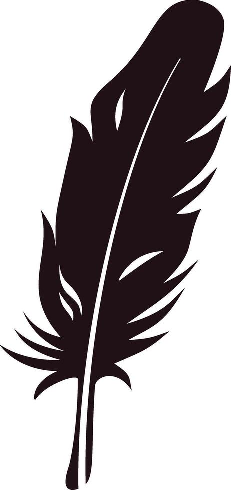 Bird Feather Silhouette. Isolated on White Background, vector