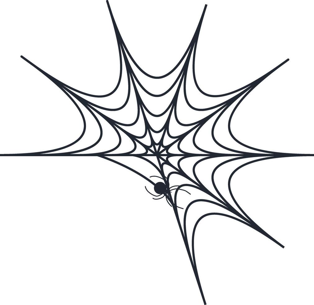 Hand Drawn Halloween Spider Web, Isolated on White Background. vector