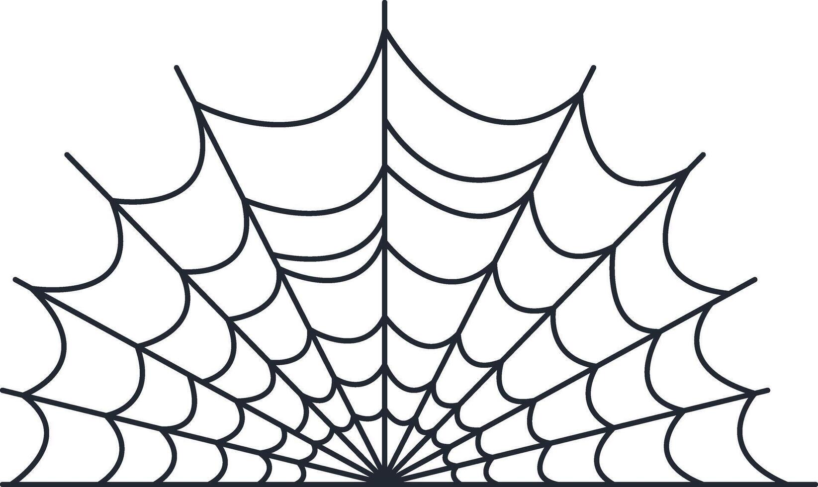 Hand Drawn Halloween Spider Web in Flat Design. Isolated on White Background. vector
