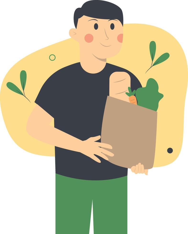 Green Lifestyle Person Character in Flat Design. vector