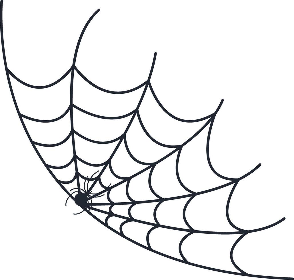 Hand Drawn Halloween Spider Web with Flat Design. Isolated on White Background. vector