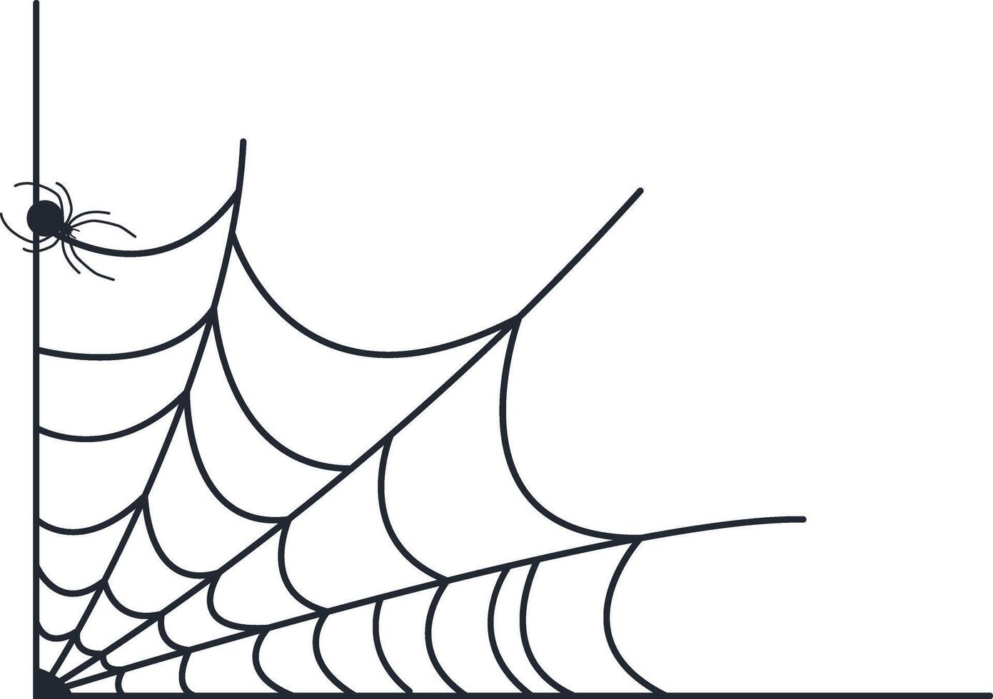Hand Drawn Halloween Spider Web in Simple Design. vector