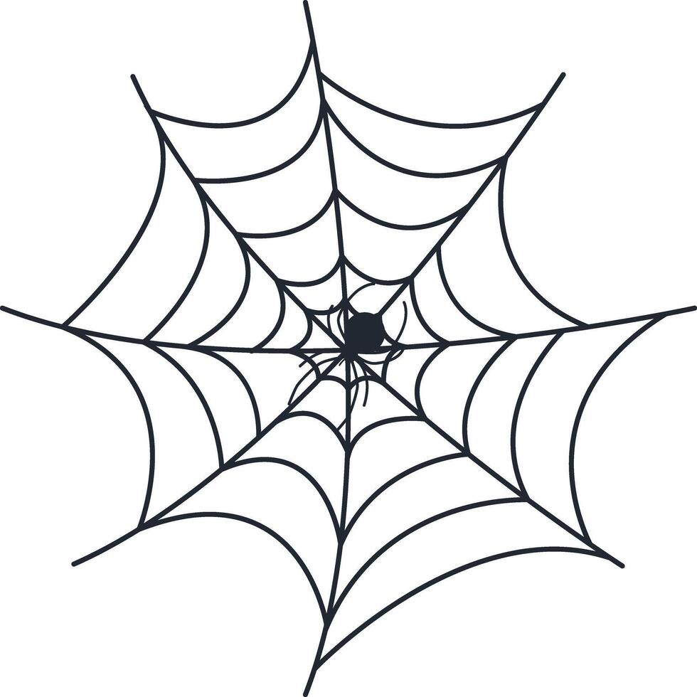 Hand Drawn Halloween Spider Web Isolated on White Background, vector