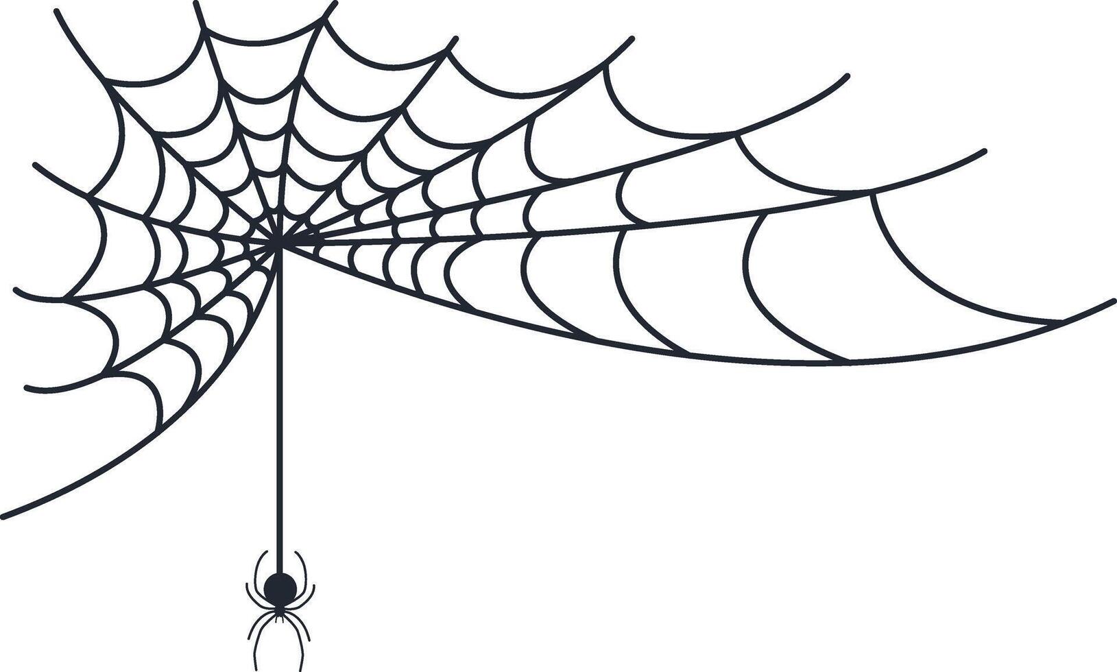 Hand Drawn Halloween Spider Web in Flat Design. vector