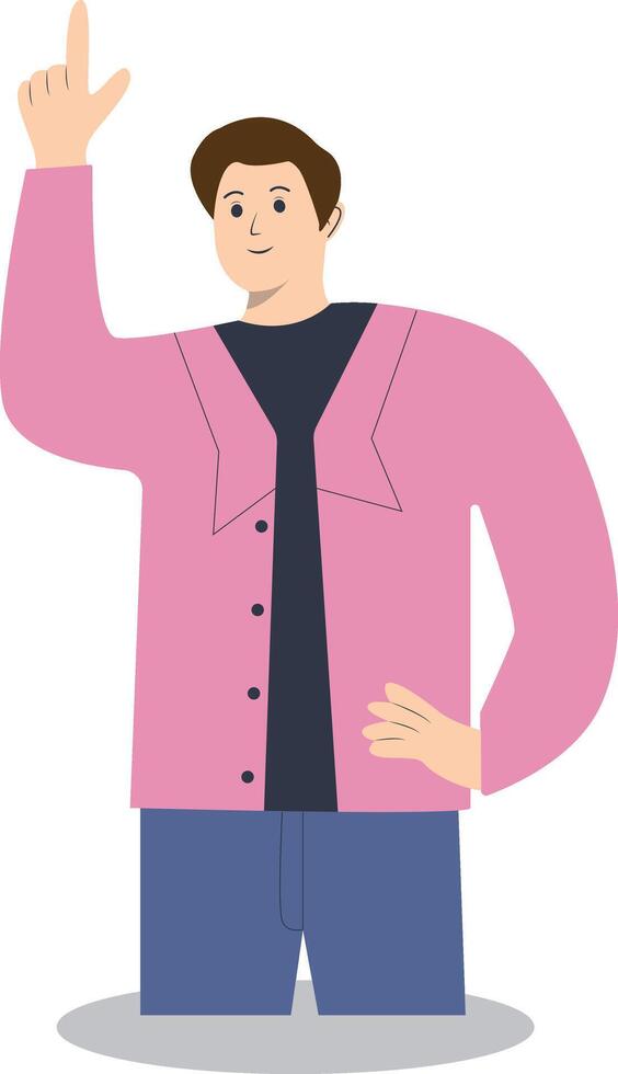 Happy Man Pointing Character. vector