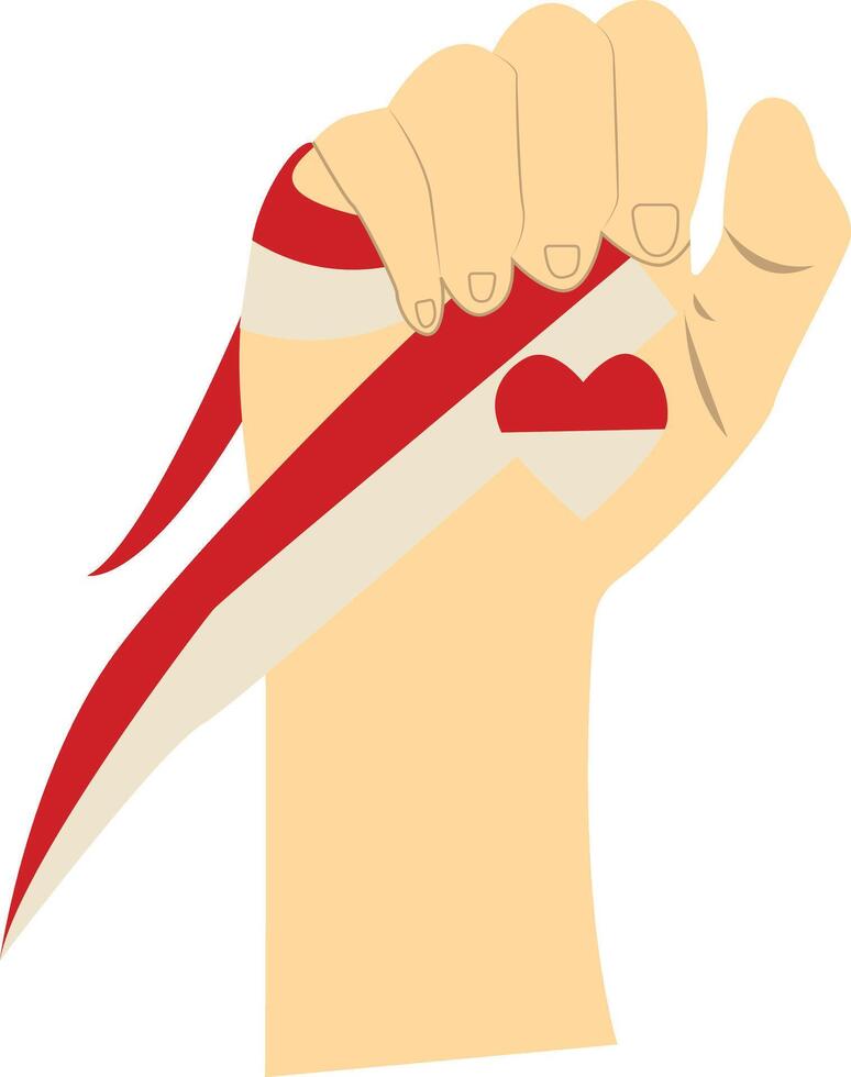 Hand Carrying Indonesian Flag. Isolated on White Background vector