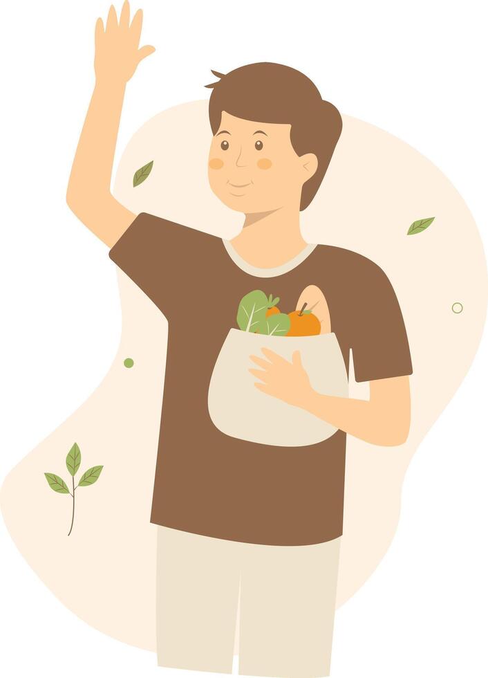 Green Lifestyle Man Character in Cartoon Design vector