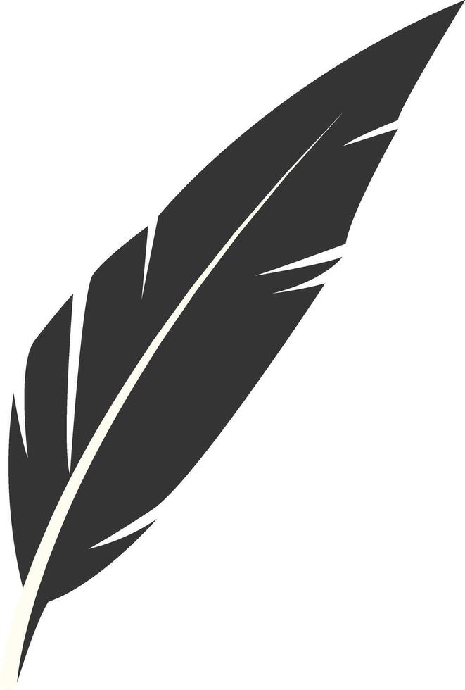 Silhouette of Majestic Feather. Bird Feather on White Background vector