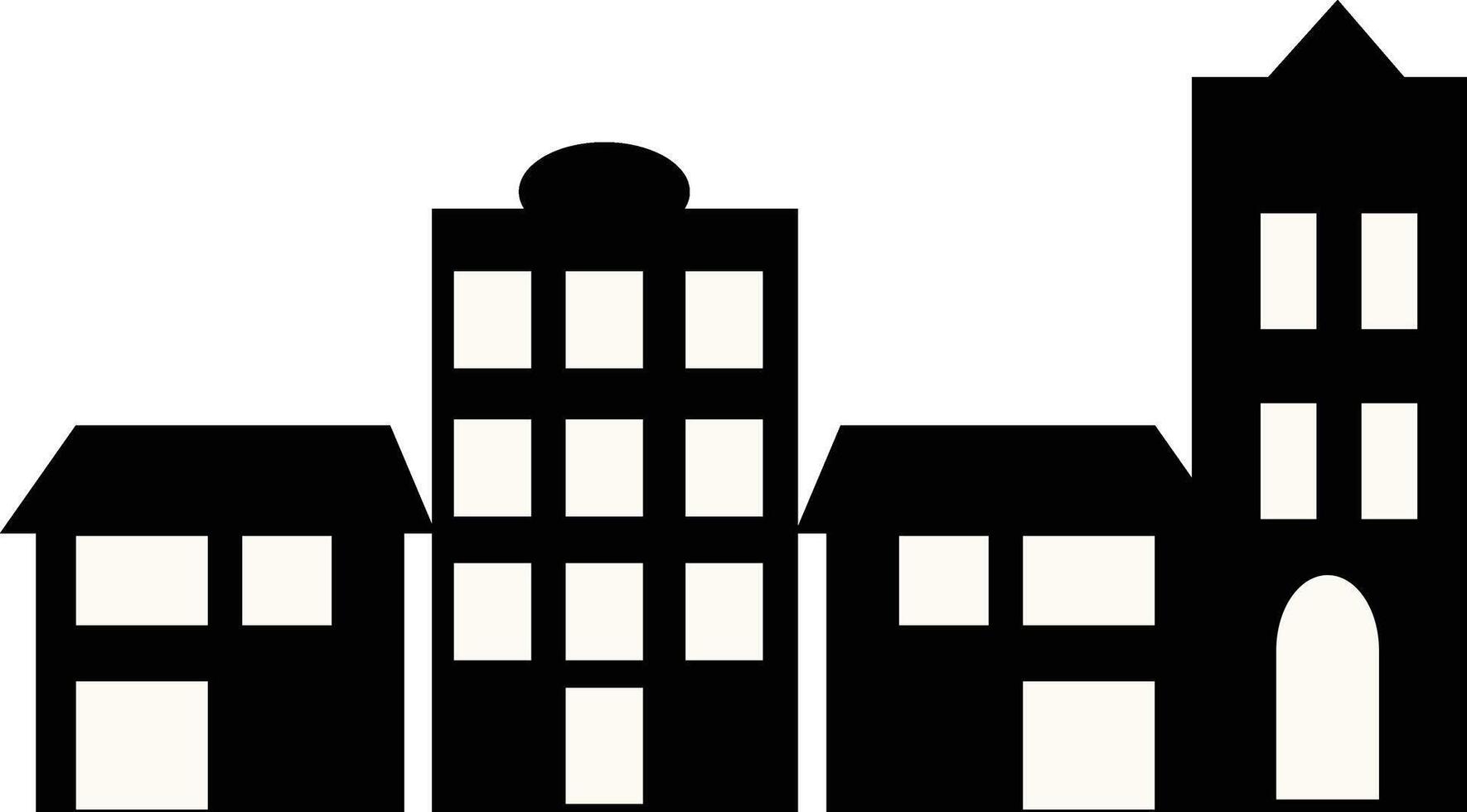 Silhouette of Cityscape Skyline in Flat Design. vector