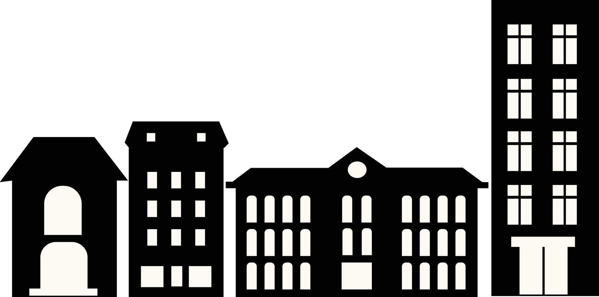 Silhouette of Cityscape Skyline. Isolated on White Background vector