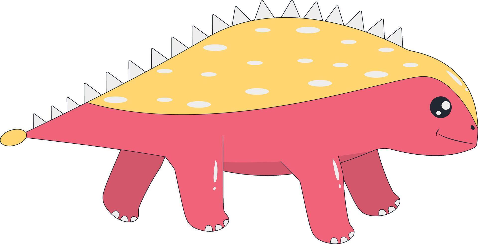 Cute Colorful Dinosaur in Flat Cartoon Design vector