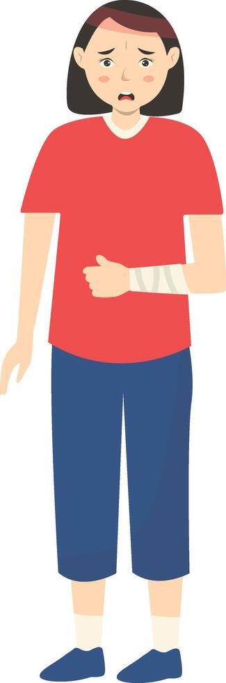 Illustration of Women with Pain and Injury. Isolated on White Background. vector