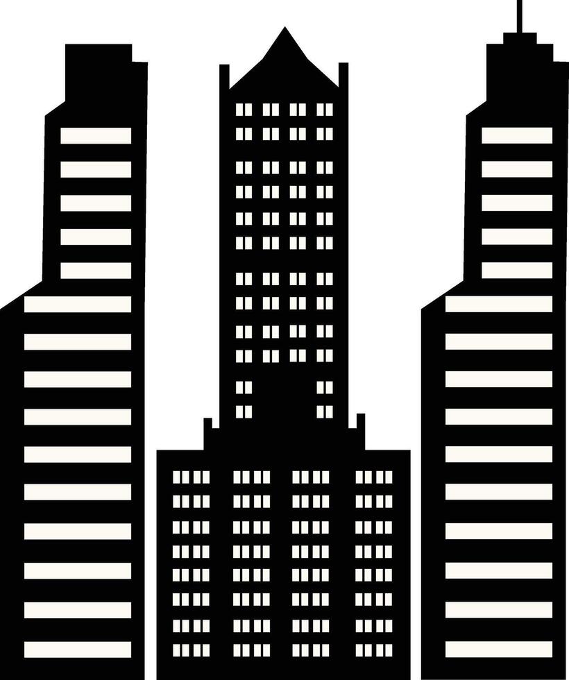 Silhouette of Cityscape Skyline, Isolated on White Background. vector