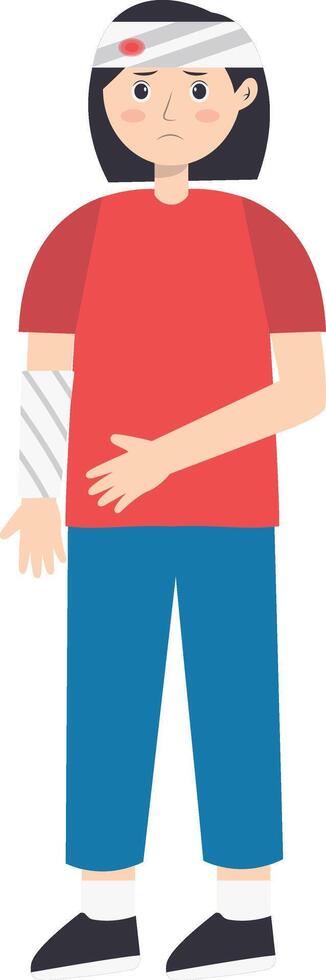 Female Injury and Pain Illustration in Cartoon Design. vector