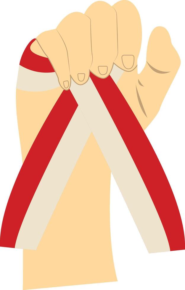 Hand Carrying Indonesian Flag Isolated on White Background. vector