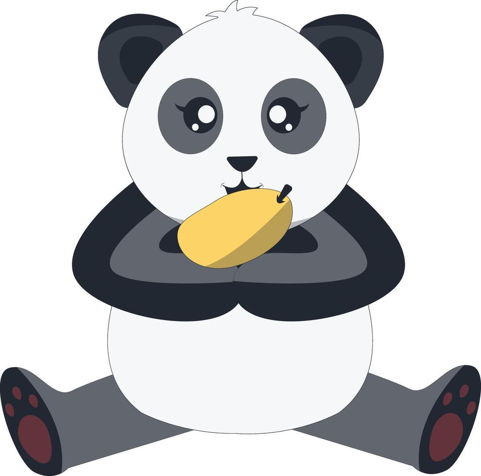 Funny Baby Panda Cartoon Illustration on White Background. vector