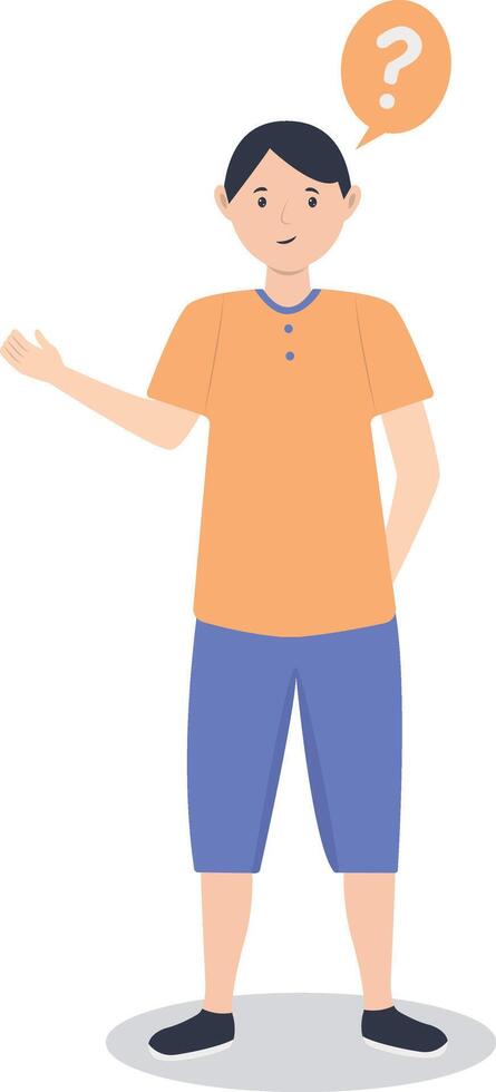Illustration of Young Man Thinking and Asking Question on White Background vector