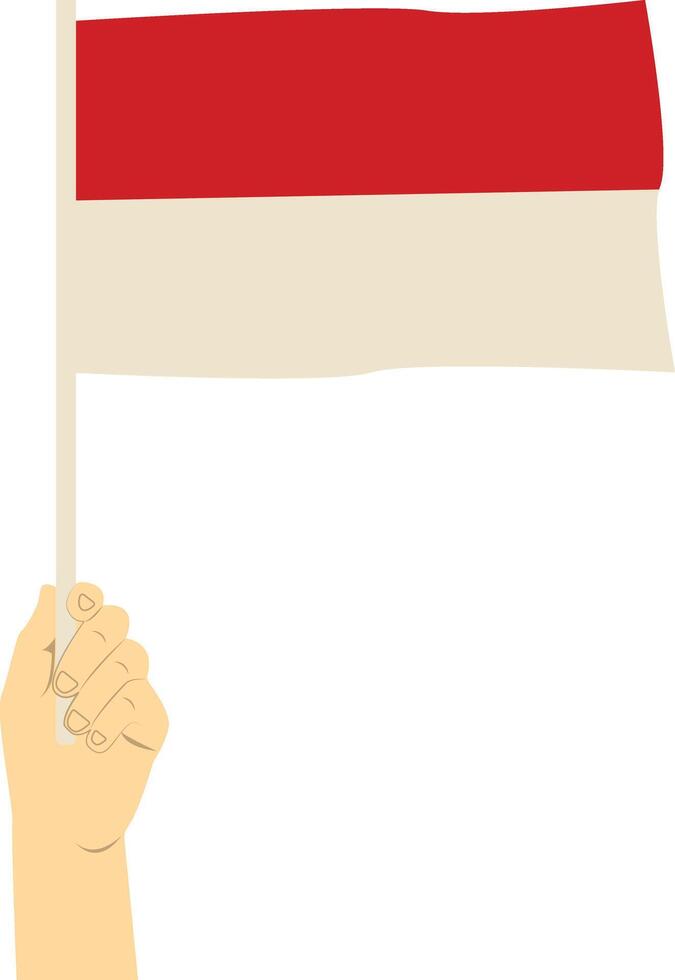Hand Carrying Indonesian Flag with Flat Design vector