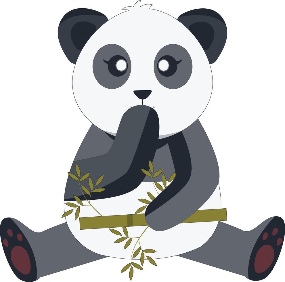 Cute Baby Panda with Cartoon Design. vector