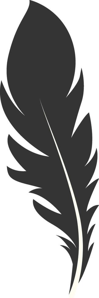 Black Silhouette of Majestic Feather with Simple Design vector