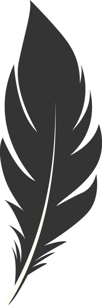Black Silhouette of Majestic Feather on White Background vector