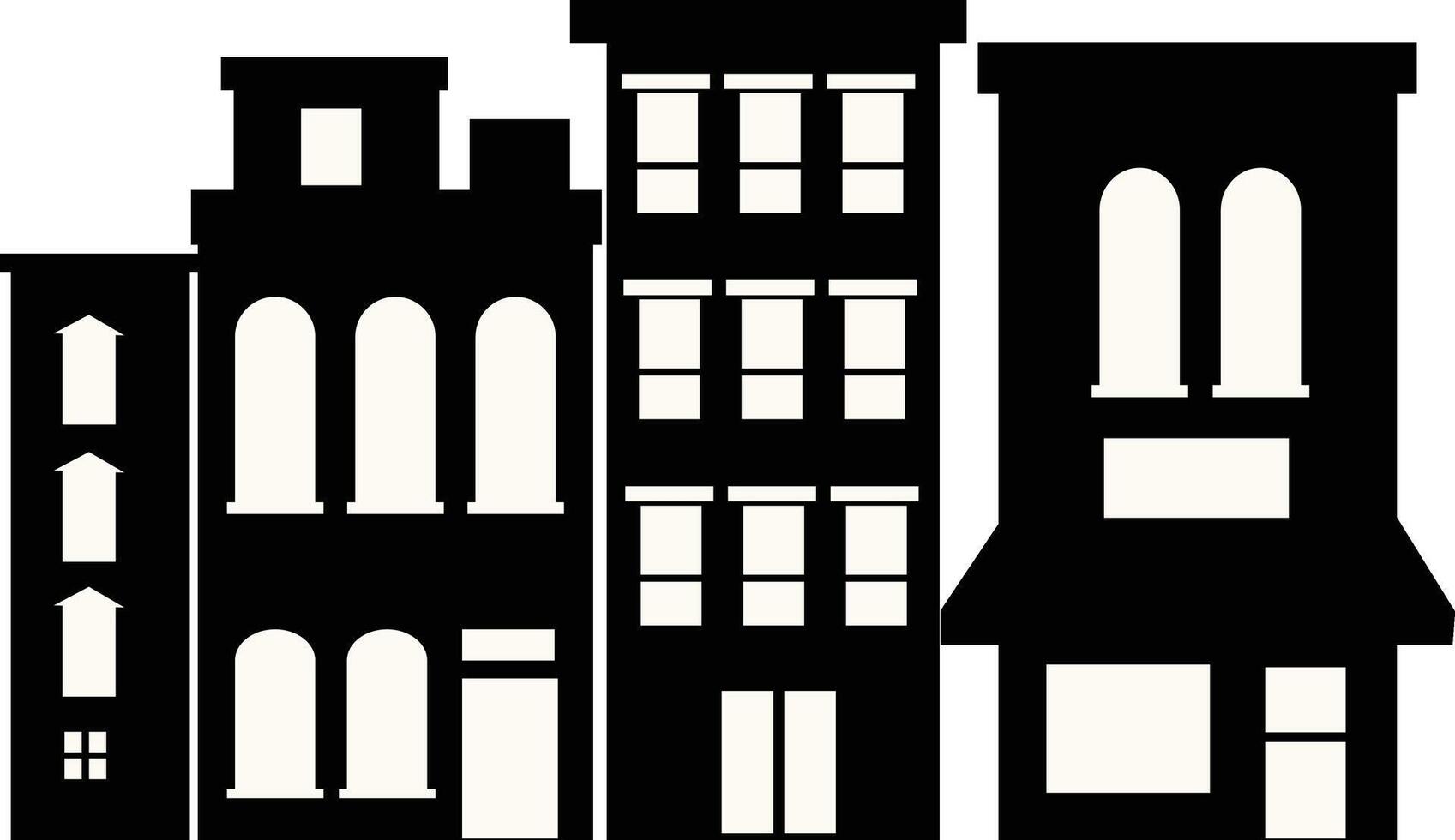 Silhouette of Cityscape Skyline in Simple Design vector