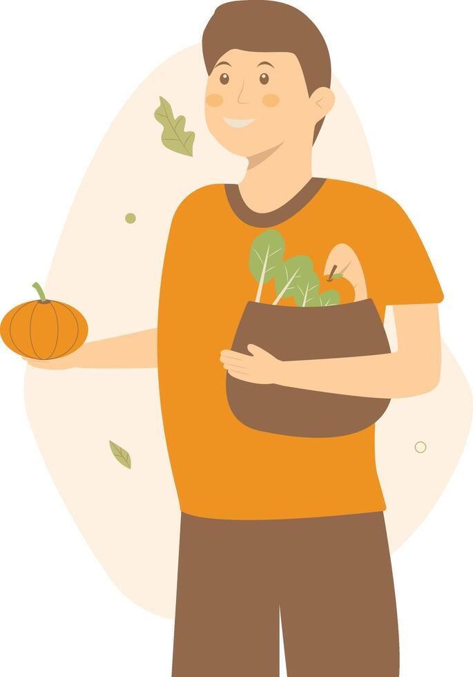 Green Lifestyle Man Character in Cartoon Design. vector