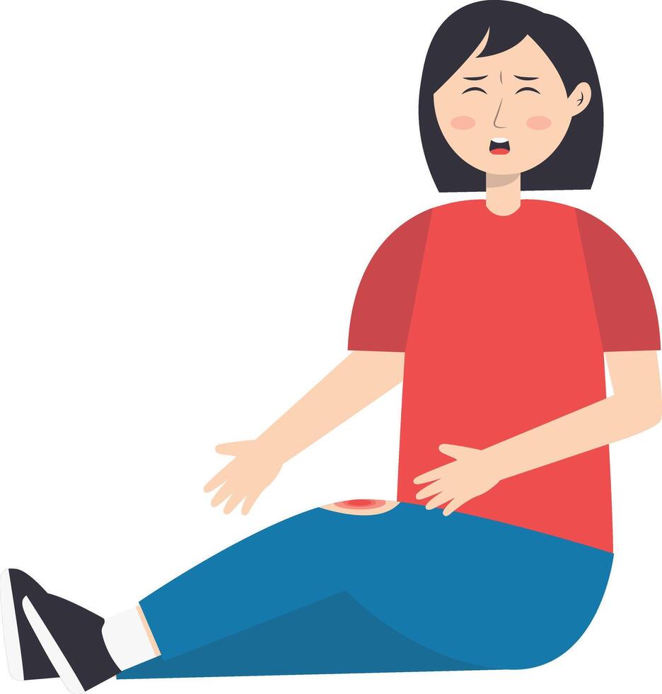 Female Injury and Pain Illustration Isolated on White Background. vector