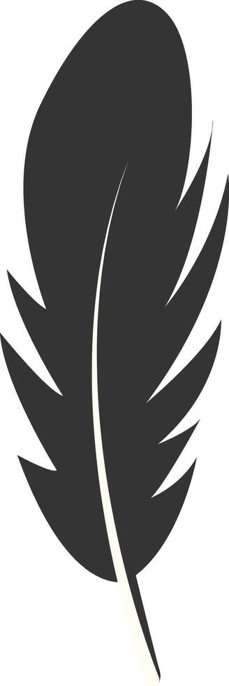 Black Silhouette of Majestic Feather. Bird Feather vector