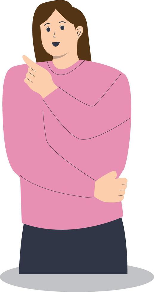 Happy Woman Pointing Cartoon Character vector