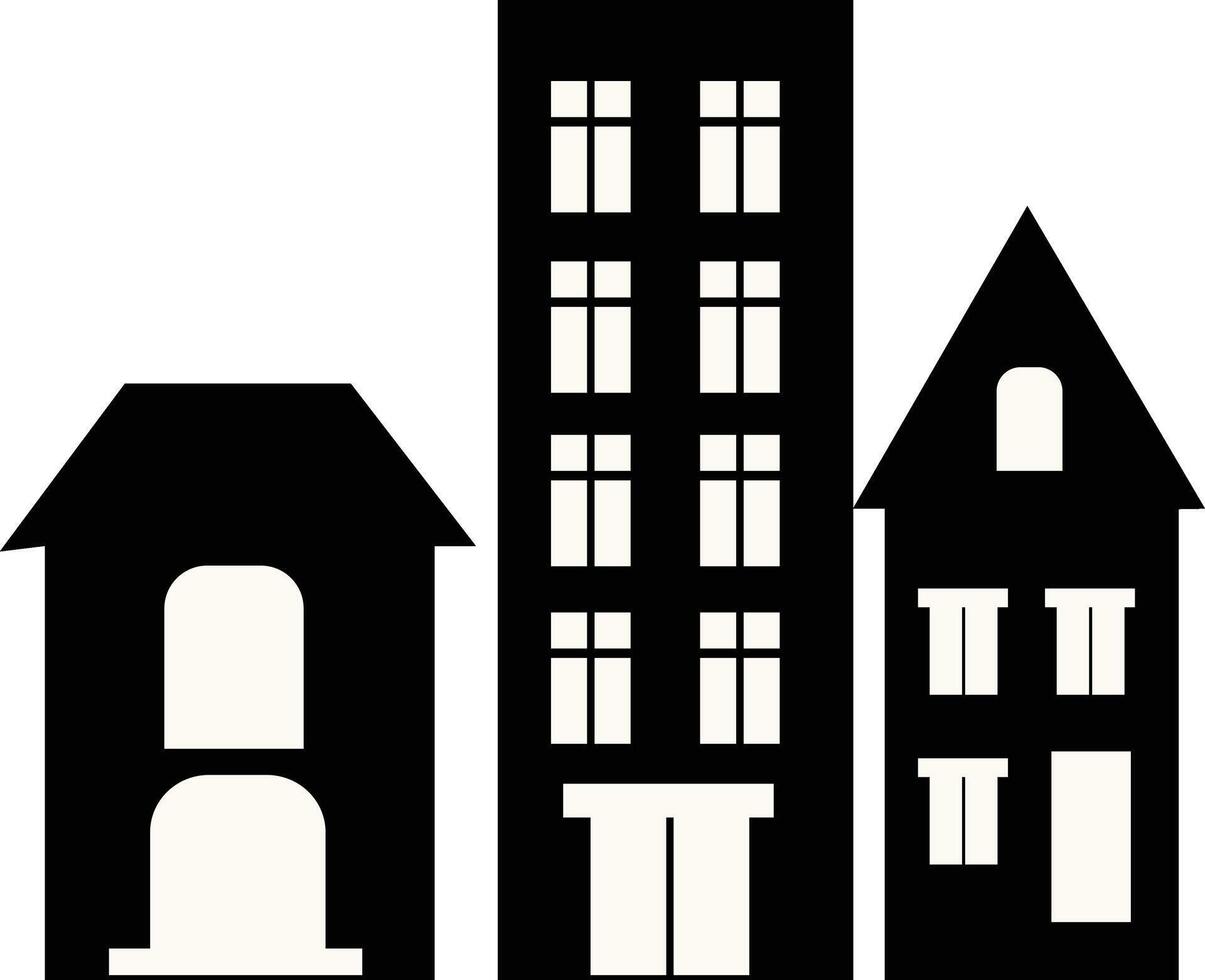 Silhouette of Cityscape Skyline in Flat Style vector
