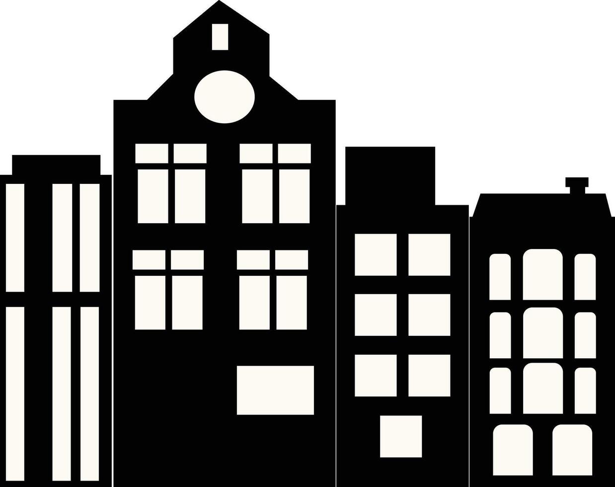 Silhouette of Cityscape Skyline in Flat Design vector