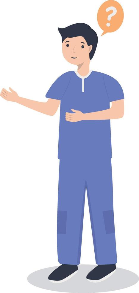 Young Man Thinking and Asking Question. Cartoon Character vector