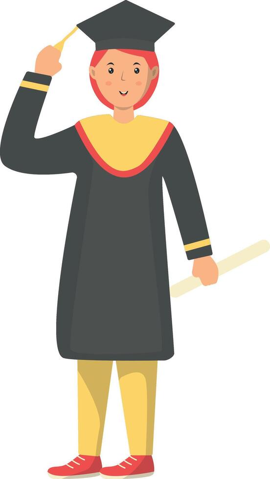 Illustration of Happy Woman Graduation at University. Cartoon Character vector