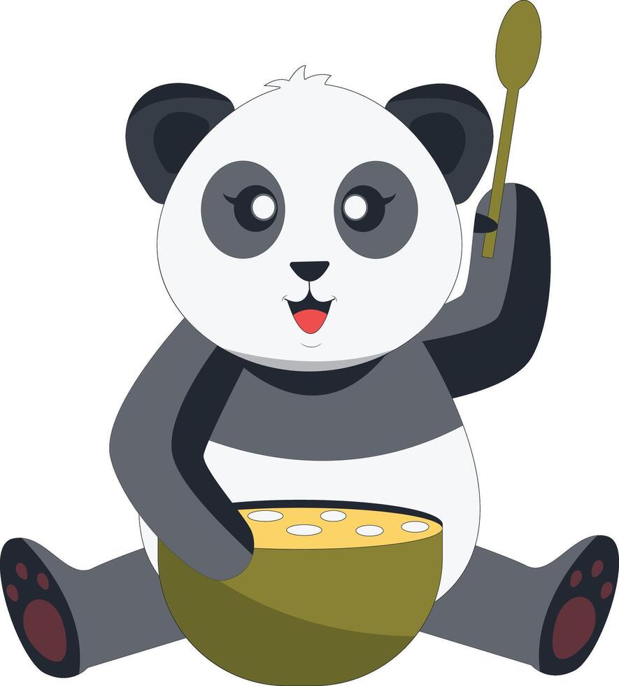 Funny Baby Panda Cartoon Illustration on White Background vector
