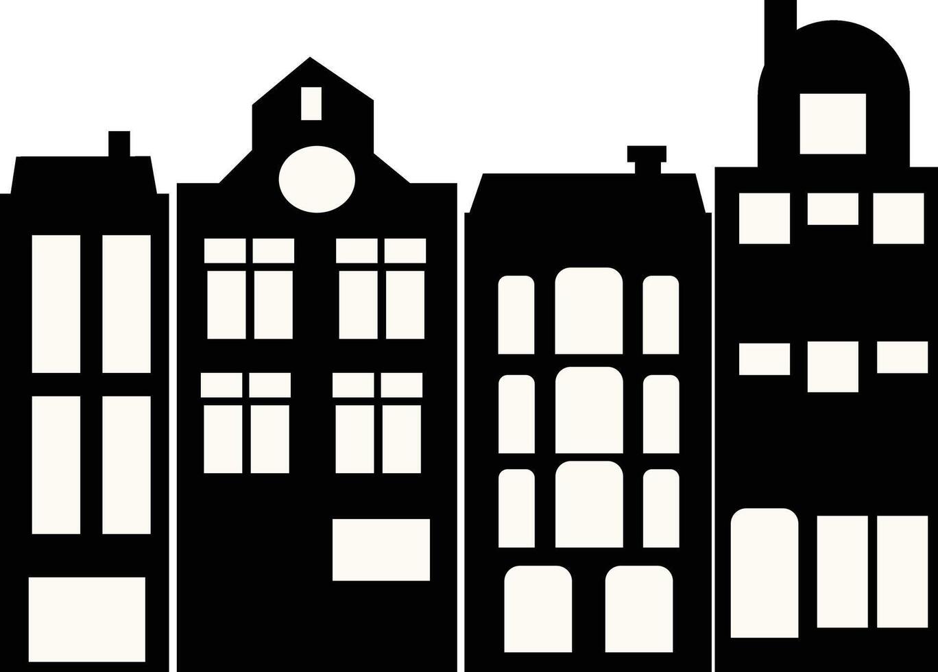 Silhouette of Cityscape Skyline with Flat Style. Design Element. vector