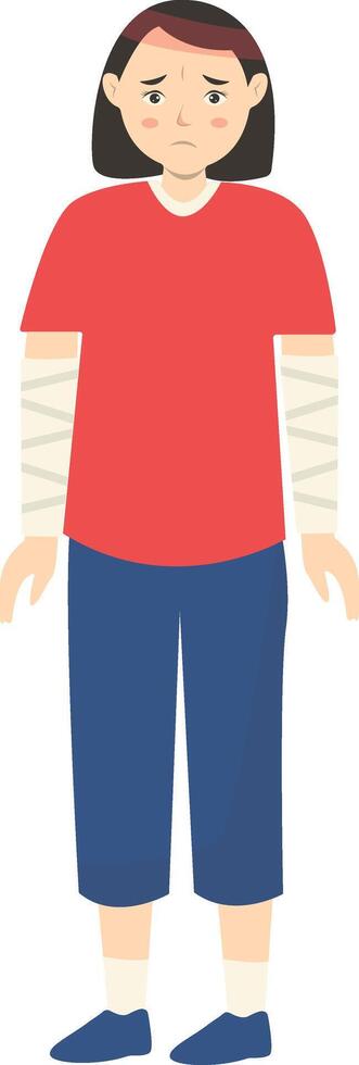 Illustration of Girl with Pain and Injury. Cartoon Character vector