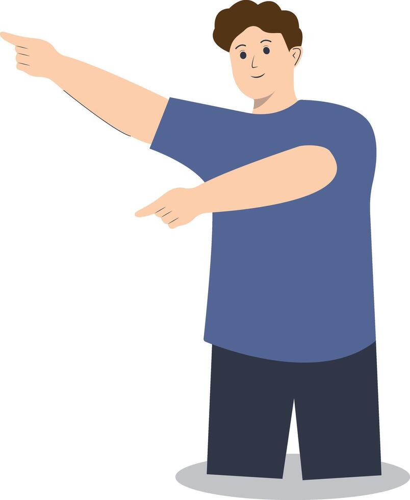 Happy Man Pointing Character. Isolated on White Background. vector