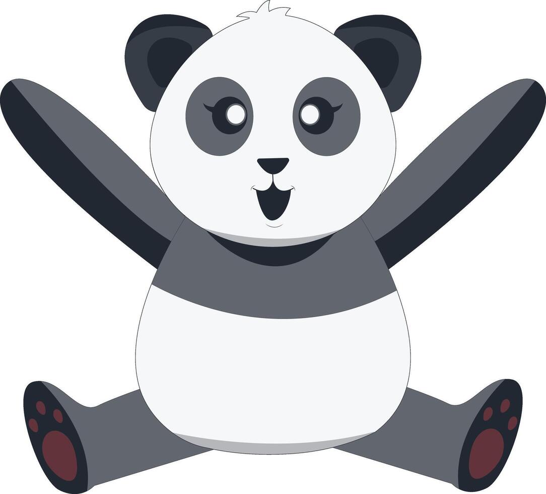Cute Baby Panda Cartoon Character. vector