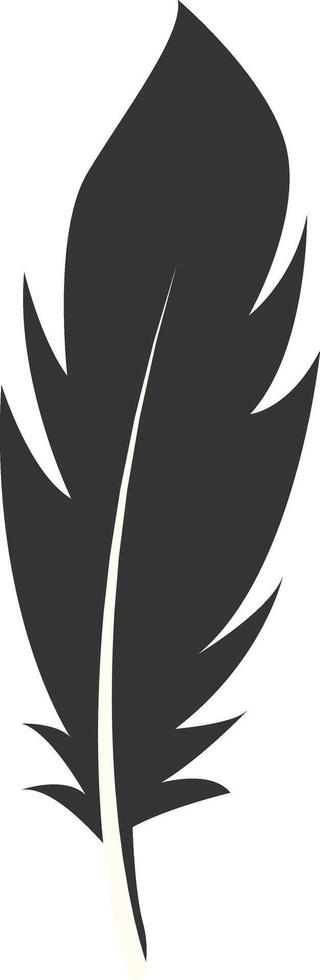 Black Silhouette of Majestic Feather. Design Element vector
