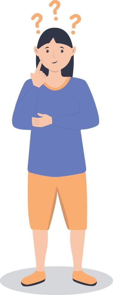 Illustration of Young Woman Thinking and Asking Question vector
