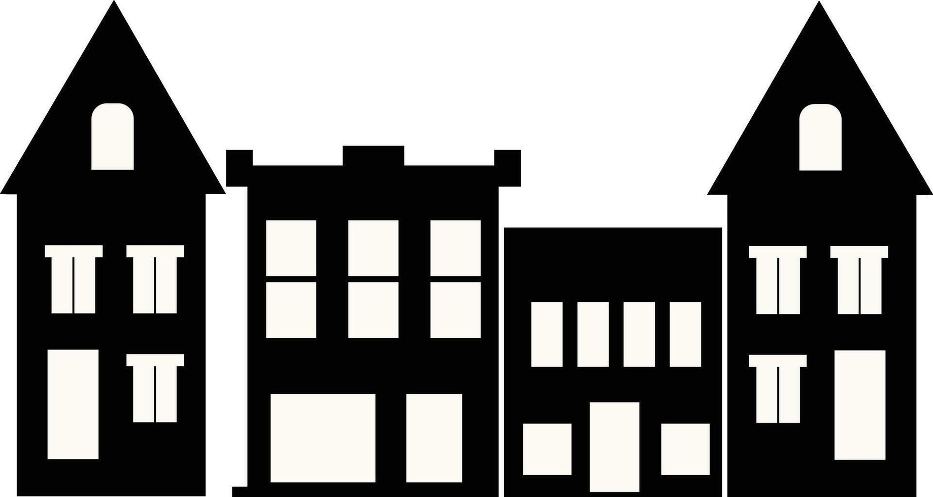 Silhouette of Cityscape Skyline with Flat Style. vector