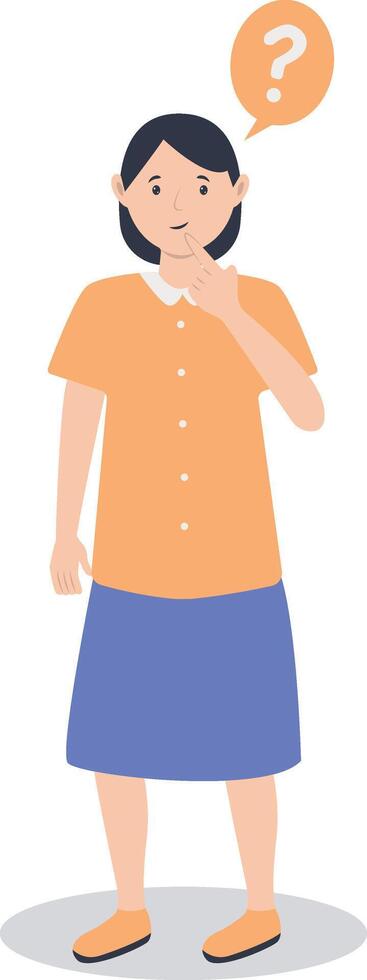 Young Woman Thinking and Asking Question vector