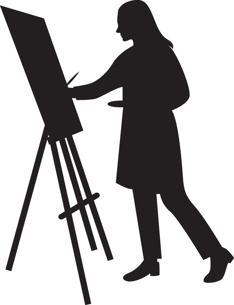 Silhouette of Women Drawing on Canvas vector