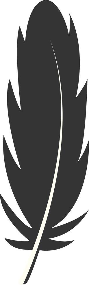 Silhouette of Majestic Feather. Bird Feather on White Background. vector