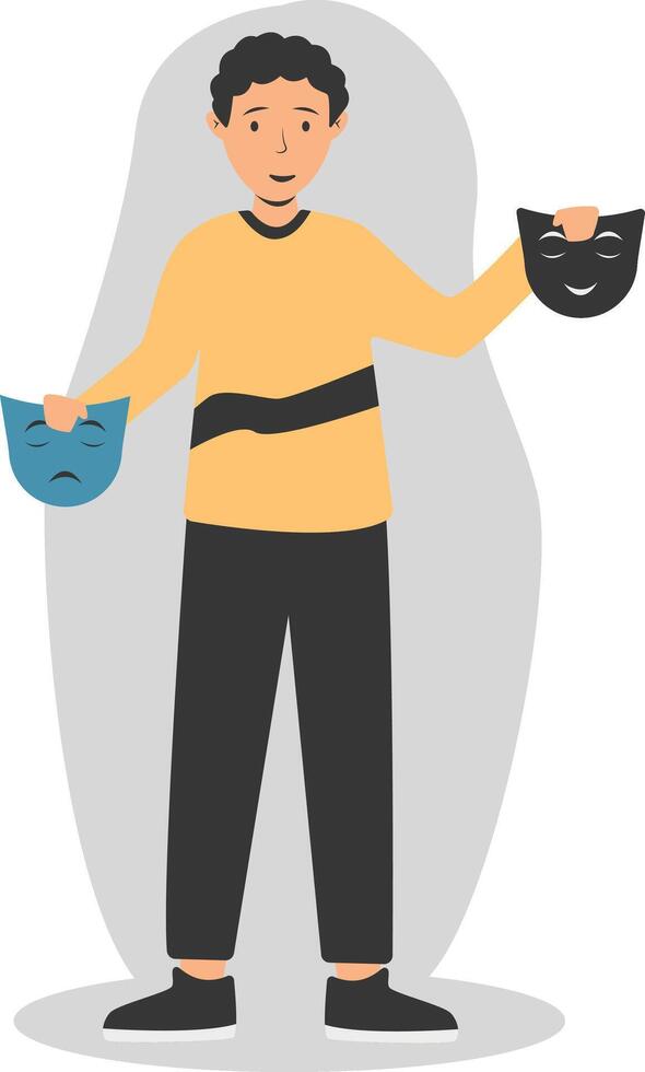 Illustration of Young Man Mental Disorder. vector