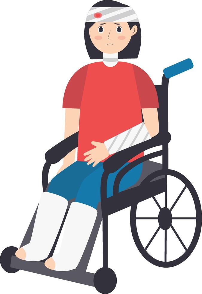 Female Injury and Pain Illustration in Flat Cartoon Design vector