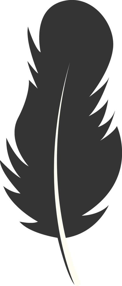 Black Silhouette of Majestic Feather. Isolated on White Background vector